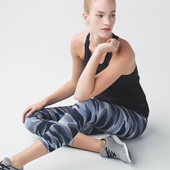 Lululemon Wunder Under Crop III Mini Coast Camo Deep Navy Multi Sz 4 - Picture 13 of 13